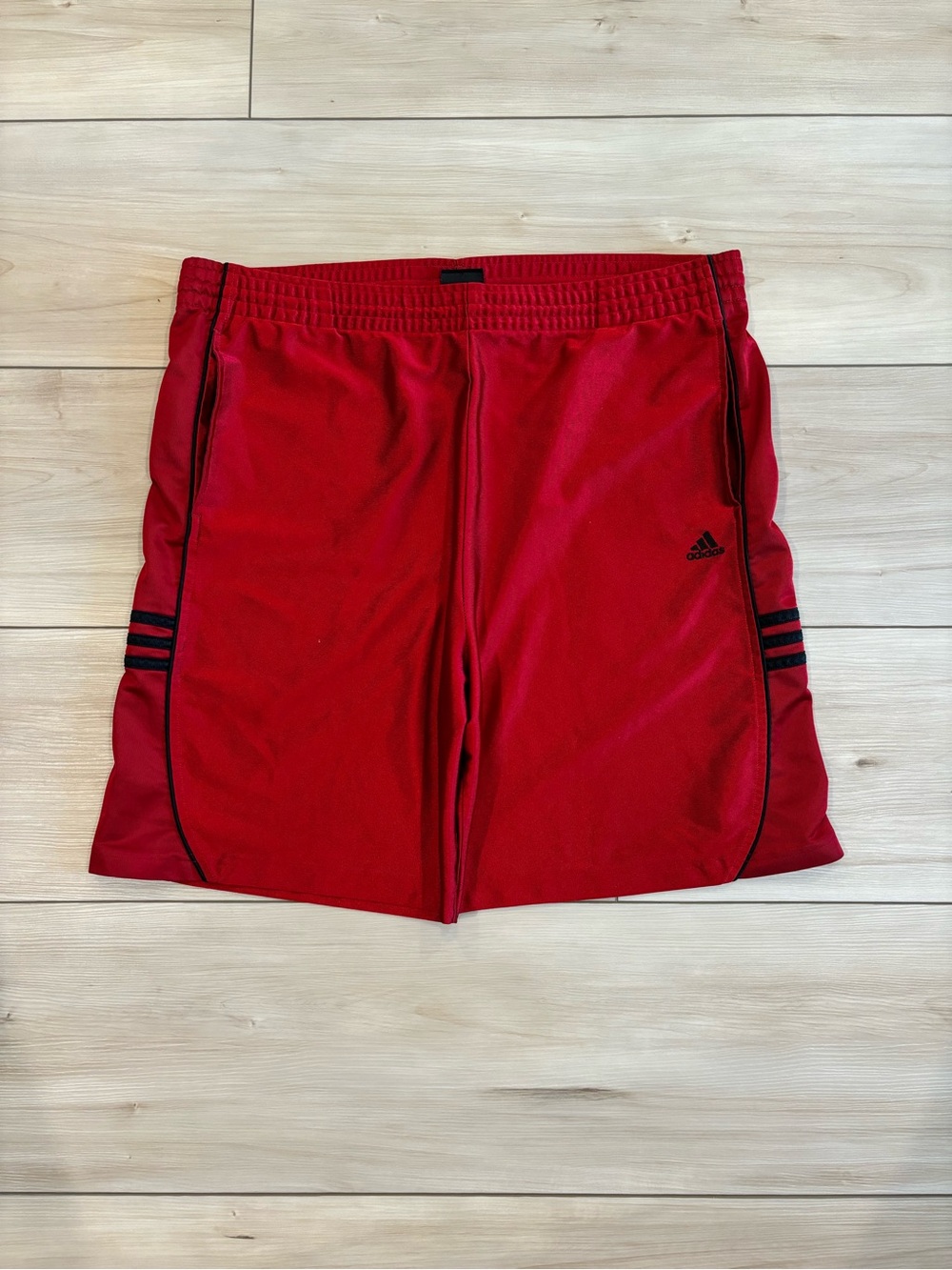 Adidas Y2K Men’s red baggy athletic basketball dazzle shorts embroidered Logo